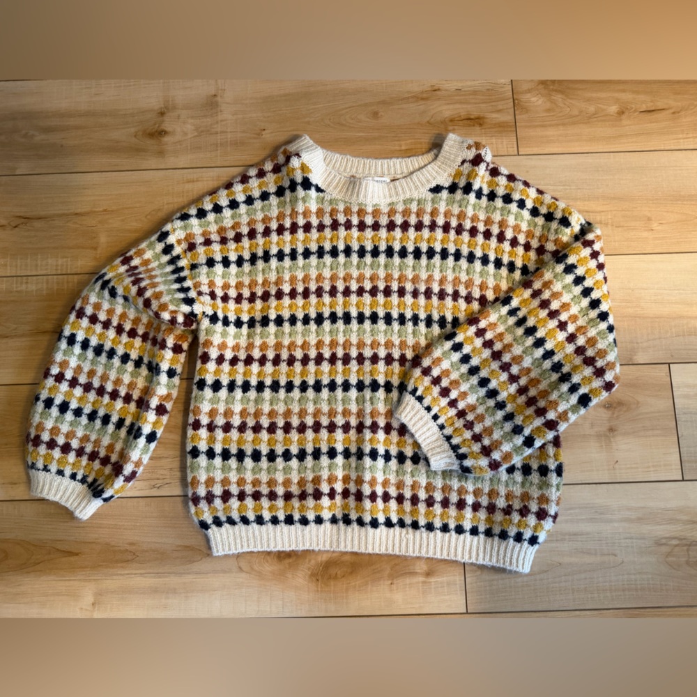 Blu Pepper Cream and Multicolor Knit Sweater